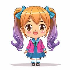 cute colorful manga chibi boys girl isolated vector
