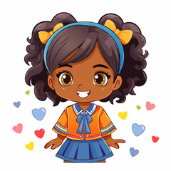 cute colorful manga chibi boys girl isolated