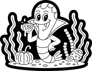 Simple black and white cartoon illustration of a fried egg cooking