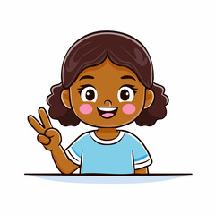 little girl  showing two fingers gesture logo 