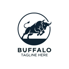 Buffalo animal logo design. vector illustration