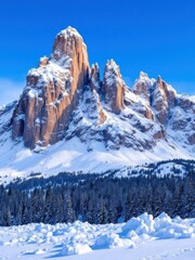 Snowy mountain range at dawn