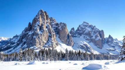 Snowy mountain range at dawn