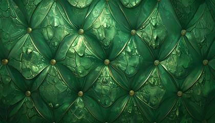 Fototapeta premium Luxurious emerald green tufted upholstery (1)
