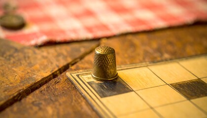 Vintage Thimble on a Checkerboard Table Setting