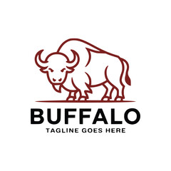 Buffalo animal logo design. vector illustration