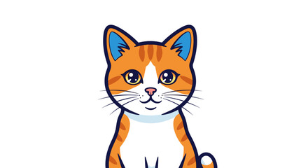 Obraz premium Illustration of a cartoon orange tabby cat with blue ears and big eyes