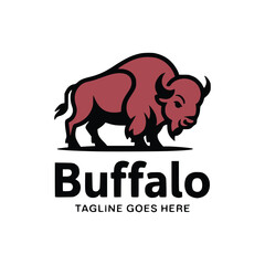 Buffalo animal logo design. vector illustration