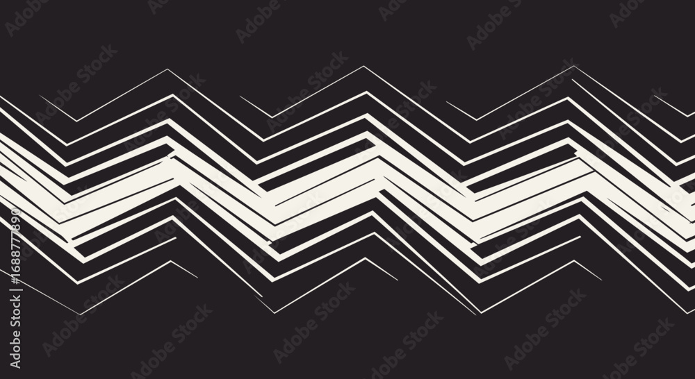 Poster abstract background with a jagged, zigzag pattern in contrasting black and white lines, concept for 