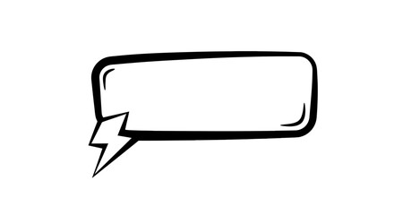 Naklejka premium Hand drawn speech bubble with lightning bolt on white background, simple design. Concept for social media communication, quick messages and cartoon interfaces