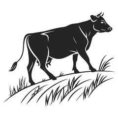 Fototapeta premium Cow Silhouette Vector with Horns, Ears, and Udder