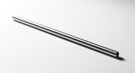 A single metal straw on a white background.