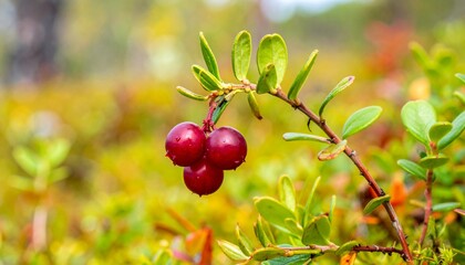 "Forest Jewels: Lingonberries in Morning Light"
