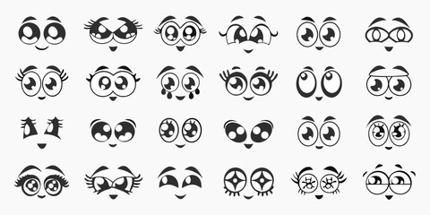 Collection of diverse cartoon eyes and mouths expressing various emotions and personalities