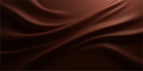 Brown silk and satin fabric background with smooth flowing texture and luxurious chocolate waves