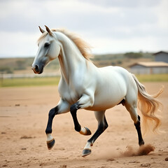 Fototapeta premium Gorgeous arabian stallion prancing