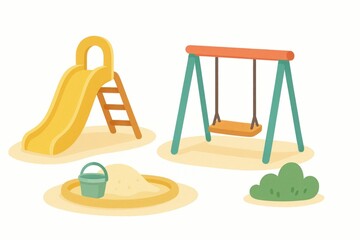 Exciting playground activities for kids urban park digital illustration bright colors children's play area fun and adventure