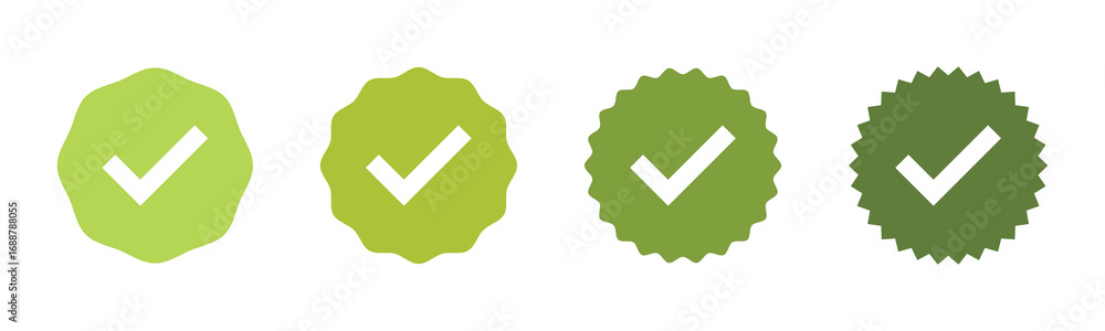 Aufkleber checkmark icon color editable on white background. tick mark with checkbox icon. green checkmark sig