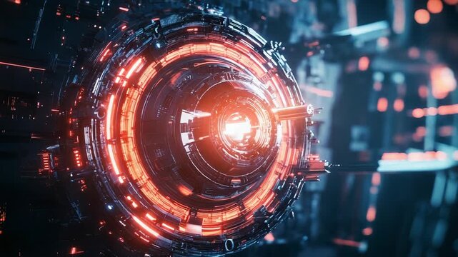 Futuristic core emitting energy in sci fi environment