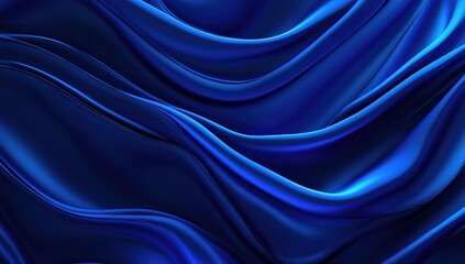Obraz premium Blue abstract background with smooth lines and curves, dark blue background, dark blue gradient, blue light waves, blue glow effect, blue glow on the edge of the screen, dark blue, blue background