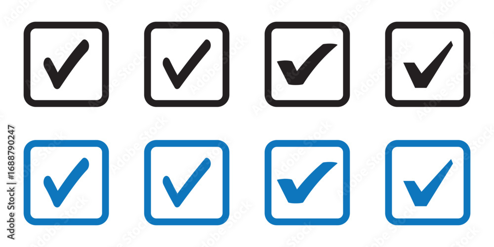 Aufkleber check box icon with correct, accept checkmark icons tick box checked. approve symbol. check mark ico