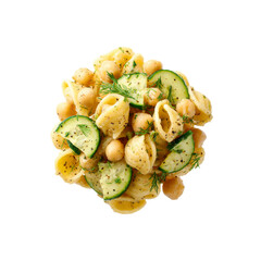 Delicious Pasta Salad with Chickpeas and Cucumbers - Overhead Shot