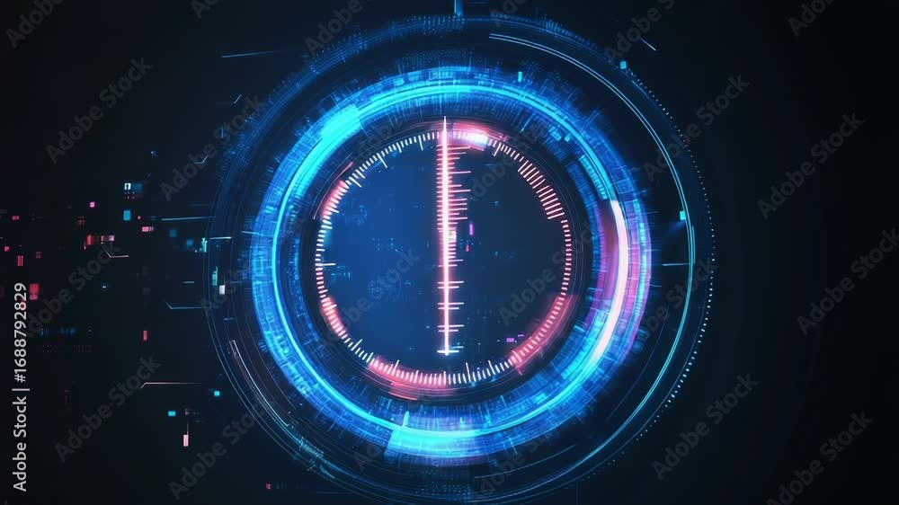 Aufkleber futuristic loading circle showing progress bar on dark background