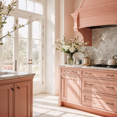 Coral and White Romantic Pastel Kitchen
