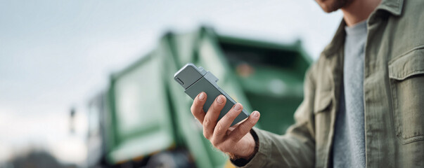 Modern worker using a smartphone in an urban environment. Captures connection, efficiency, and technology adoption in daily routines. Ideal for business and lifestyle.