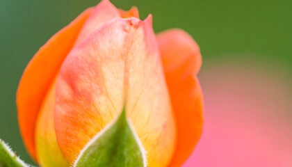 Naklejka premium Close-up of an orange-peach rose bud