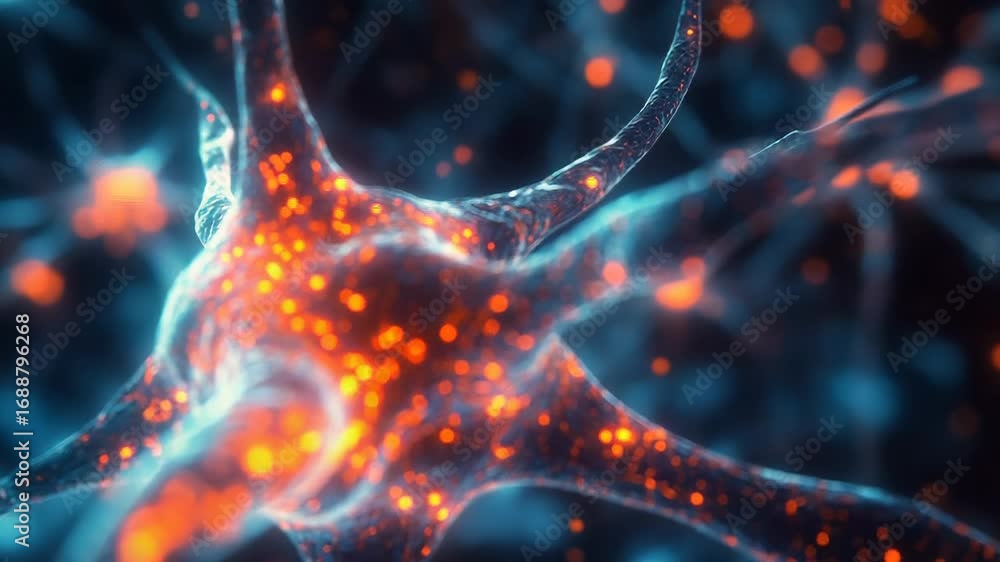 Aufkleber neuron transmitting signals in neural network of brain