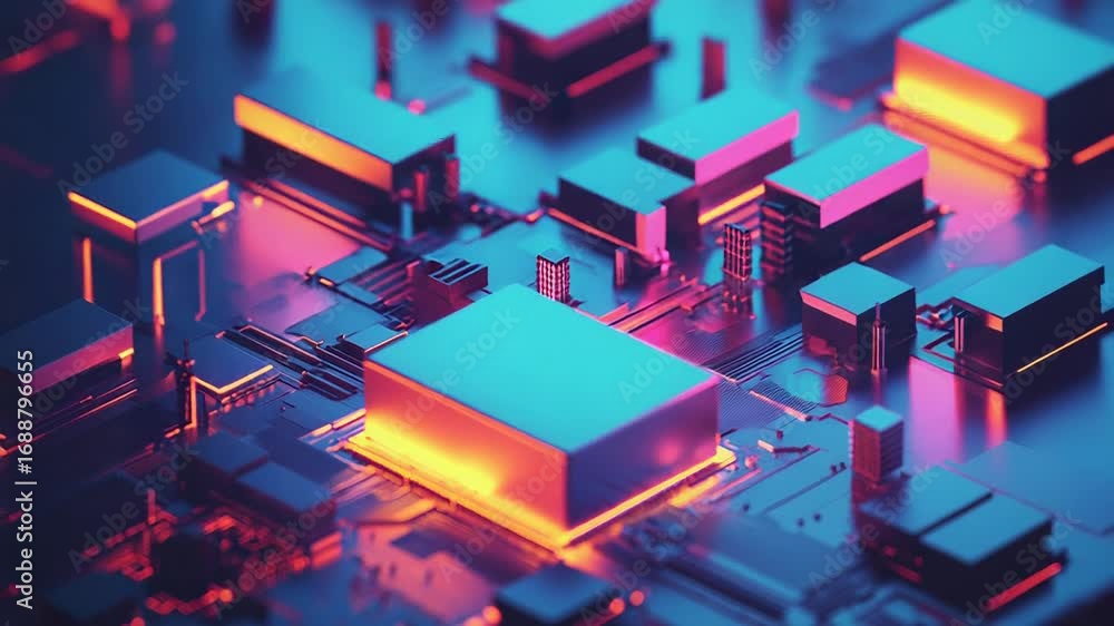 Aufkleber quantum computing processor sending data through futuristic circuitry