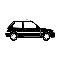Side view silhouette of a vintage hatchback car.