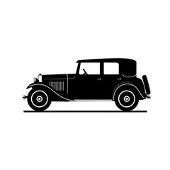 Silhouette of a vintage car, side view.