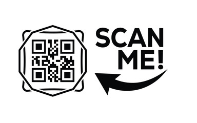 QR code scan icon set. Scan me frame. QR code scan for smartphone. QR code for mobile app, payment and identification. Vector illustration.