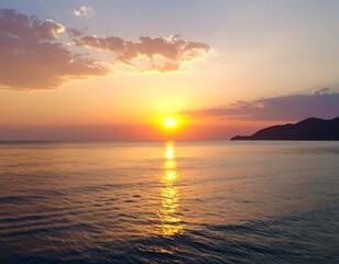 Obraz premium Panoramic sunset over tranquil ocean