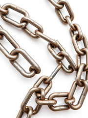 Obraz premium Interlocking metal chains isolated on white background