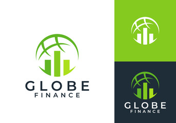 globe chart logo design. world business finance icon vector concept