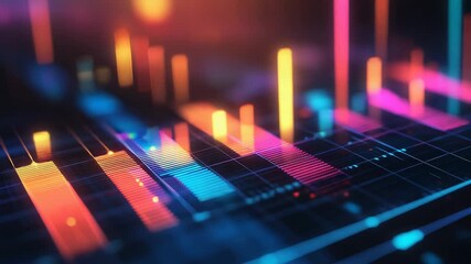 Colorful glowing bars representing big data analysis and futuristic technology - Powered by Adobe