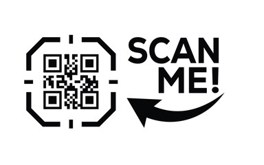 QR code scan icon set. Scan me frame. QR code scan for smartphone. QR code for mobile app, payment and identification. Vector illustration.