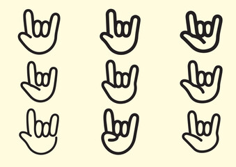 Rock gesture Line art Vector design