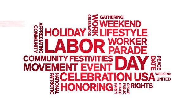 Labor Day animated word cloud-text design animation tag kinetic typography seamless loop.