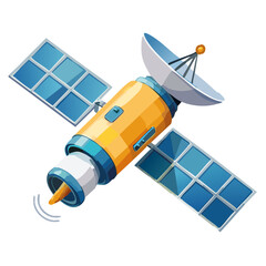 satellite with solar panel isolated vector graphic design