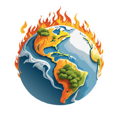 the earth on fire vector graphic design