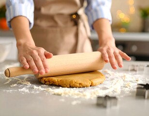Woman rolling out cookie dough