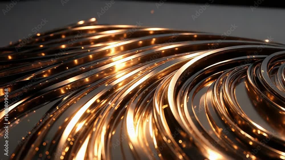 Poster golden concentric circles creating a luxurious swirling pattern