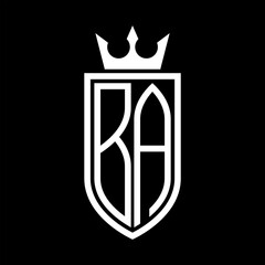 BA Vector logo of initials shield with crown and minimalist, elegant style