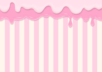 Strawberry milk cream on striped background
