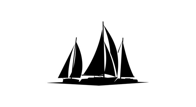 Vector Sailboat Regatta Silhouettes

