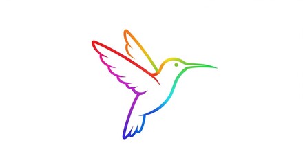 Fototapeta premium Colorful Hummingbird Outline with a Rainbow Gradient - Modern Vector Logo Design for Nature and Freedom.